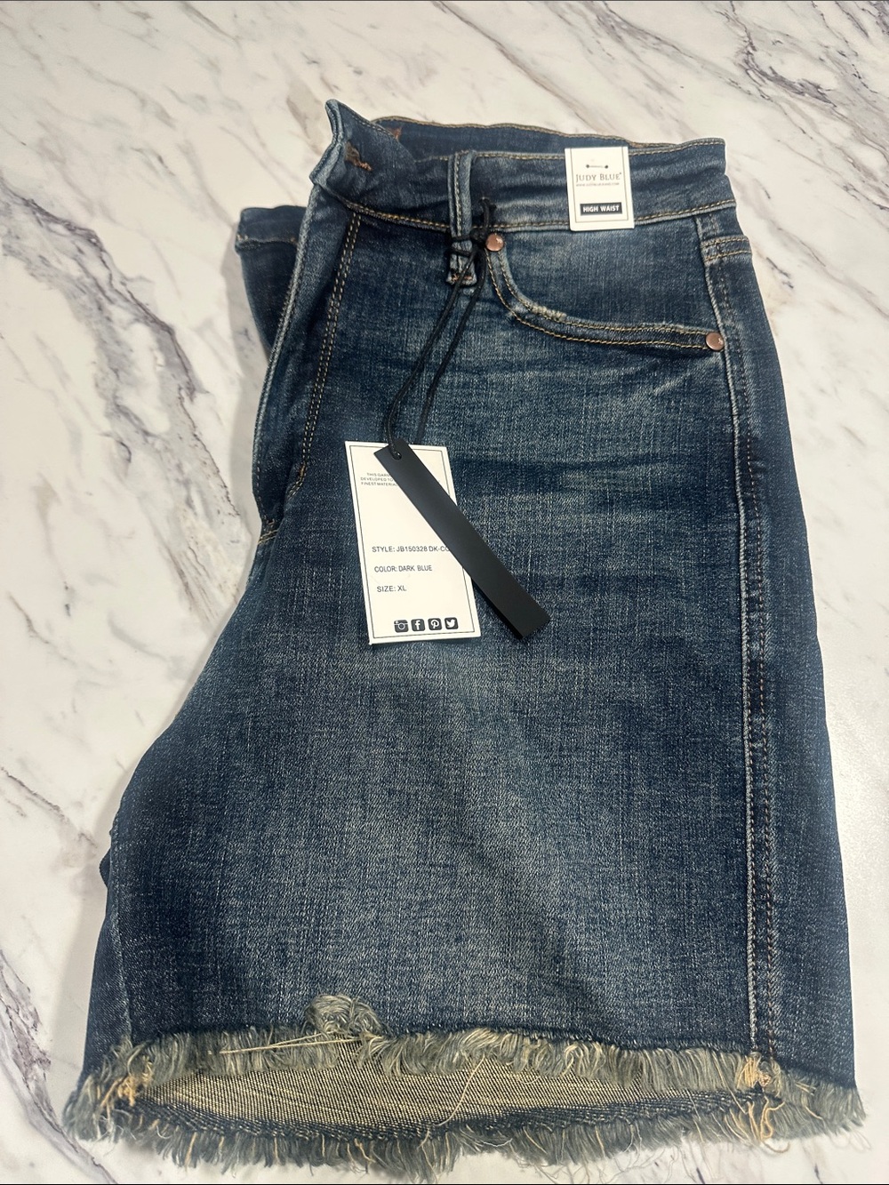 Judy Blue Medium Wash Distressed Denim Shorts